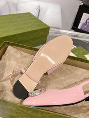 GG CRYSTALS SLINGBACK BALLET LIGHT PINK CALFSKIN