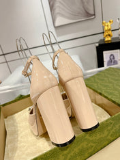 GG CRYSTALS PLATFORM PUMPS CREAM CALFSKIN