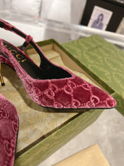 GG SLINGBACK HIGH HEEL PUMP MAGENTA VELVET