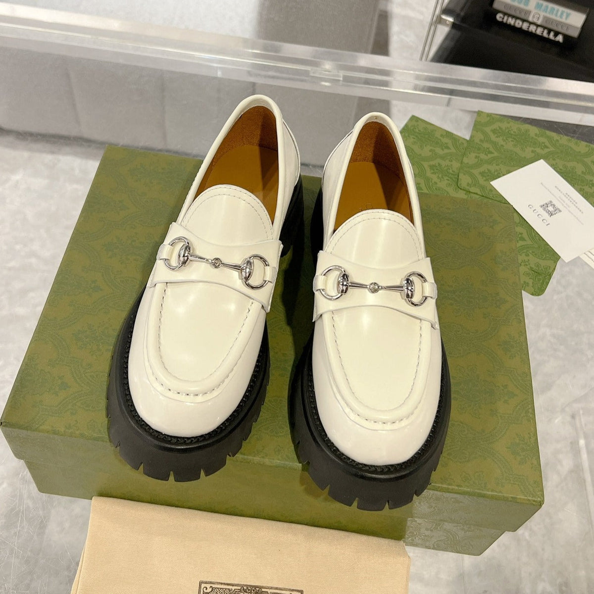 GG LOAFER WITH HORSEBIT WHITE CALFSKIN