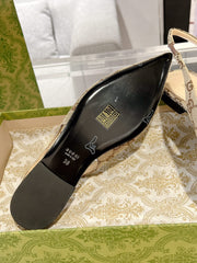 GG HORSEBIT SLINGBACK BALLET FLAT TAN BEIGE CANVAS