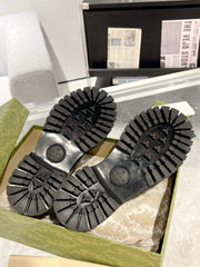 GG LACE-UP LOAFER WITH WEB IN BLACK SHINY LEATHER