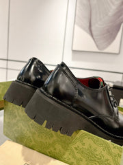 GG LACE-UP LOAFER WITH WEB IN BLACK SHINY LEATHER