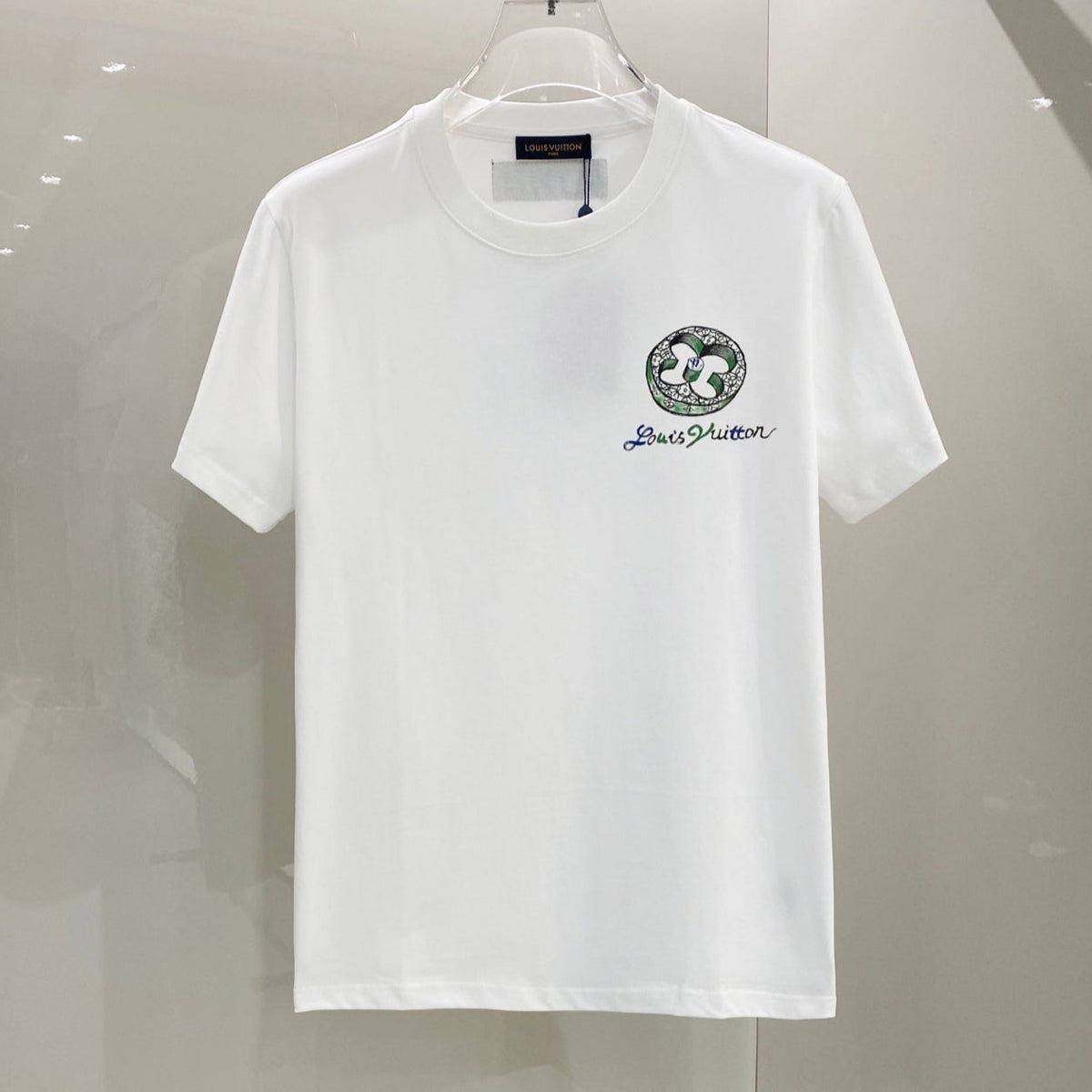 LV T-SHIRT WHITE COTTON HAND-PAINTED LOGO 238851