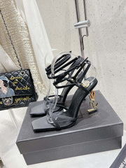 HIGH-HEEL 85 MM SANDAL MULE IN BLACK SILK