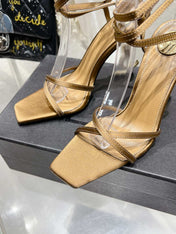 HIGH-HEEL 85 MM SANDAL MULE IN METALLIC GOLD SILK