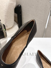 CELINE 26S FLAT SHOES IN BLACK LAMBSKIN