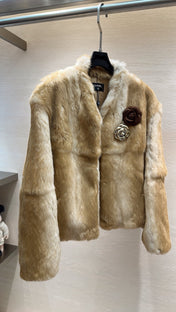 CHANEL 25S SNOW RABBIT FUR COAT 498