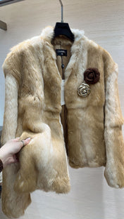 CHANEL 25S SNOW RABBIT FUR COAT 498