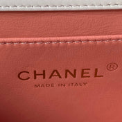 CHANEL 25S MINI FLAP BAG 19 IN WHITE CALFSKIN GOLD HARDWARE