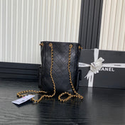 BUCKET BACKPACK 24 IN BLACK LAMBSKIN GOLD HARDWARE