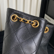 BUCKET BACKPACK 24 IN BLACK LAMBSKIN GOLD HARDWARE