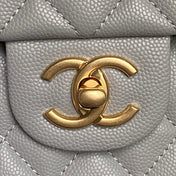 CHANEL 25S FLAP BAG 22 IN CHARCOAL GRAY CALFSKIN GOLD HARDWARE