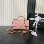 CHANEL 25S FLAP BAG 19 IN PINK CALFSKIN GOLD HARDWARE