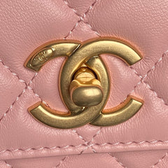 CHANEL 25S CHAIN WALLET 19 IN PINK LAMBSKIN GOLD HARDWARE