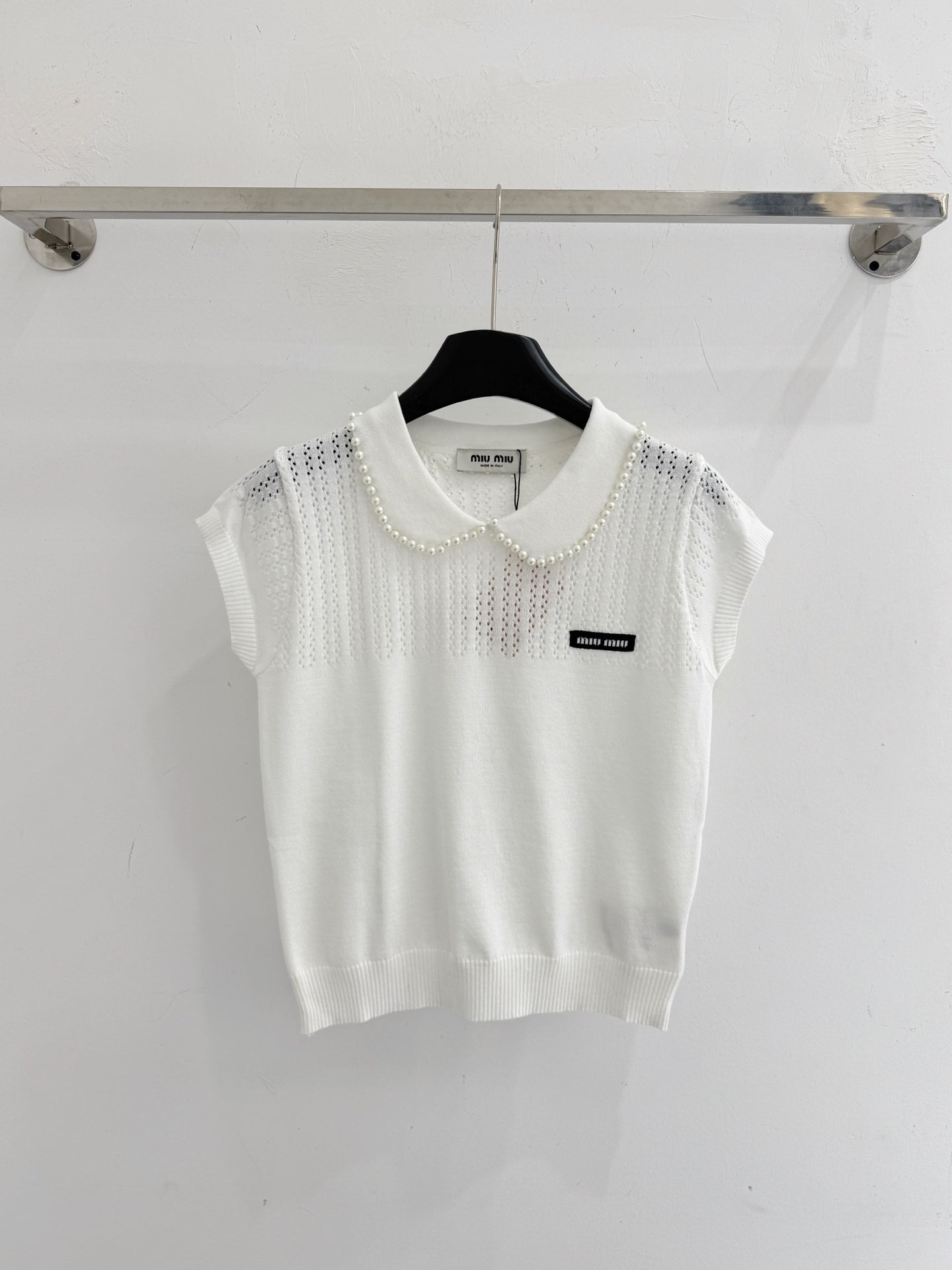 MIUMIU 26S SHORT-SLEEVED KNIT POLO SHIRT STYLE 1073