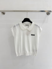 MIUMIU 26S SHORT-SLEEVED KNIT POLO SHIRT STYLE 1073