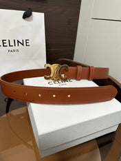 TRIOMPHE BELT 30MM IN BROWN CALFSKIN WITH GOLD BUCKLE