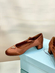 PRA NAPPA MARY JANE PUMPS BROWN SATIN