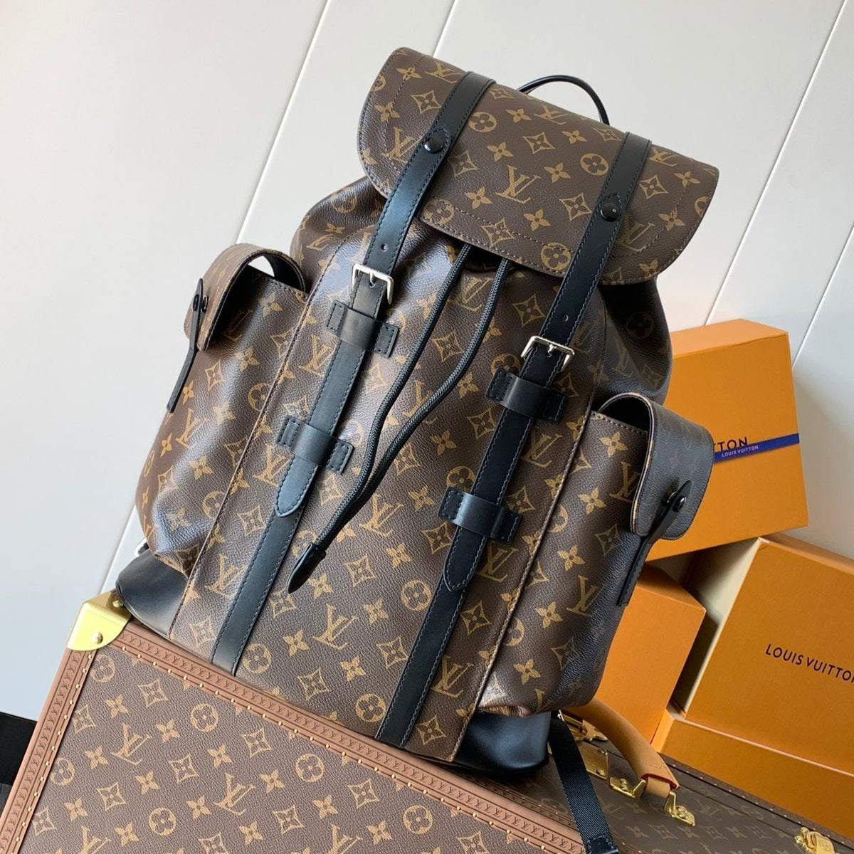 CHRISTOPHER MM BACKPACK 47 IN BROWN MONOGRAM CANVAS