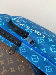 AVENUE SLINGBAG 31 IN BLUE AND BROWN TAIGA LEATHER