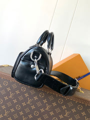 LV 25S KEEPALL CARGO BANDOULIÈRE 25 IN BLACK CALFSKIN SILVER HARDWARE
