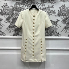 LV 25S ROUND NECK DRESS WITH METAL BUTTONS 262924