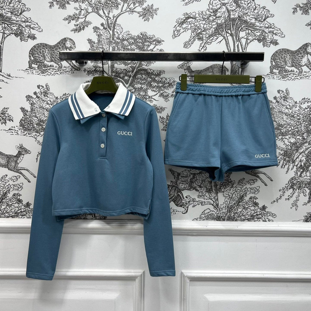 GUCCI 25S DOUBLE LAYER SWEATSHIRT SHORTS SET 262946