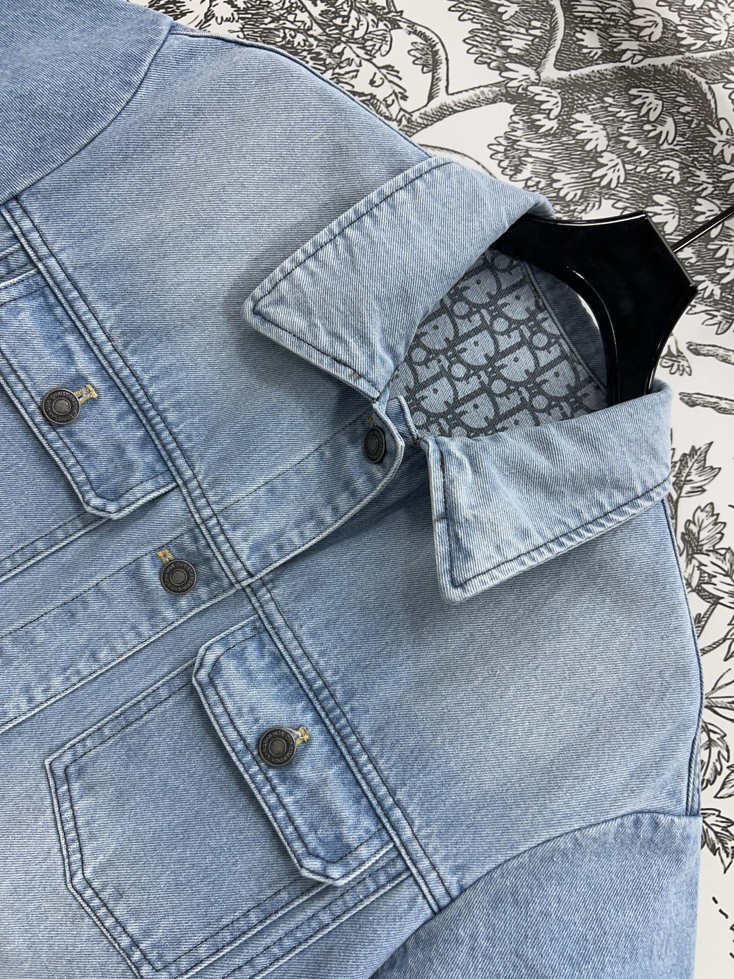 JACKET DENIM JACQUARD DUSTY BLUE 266724