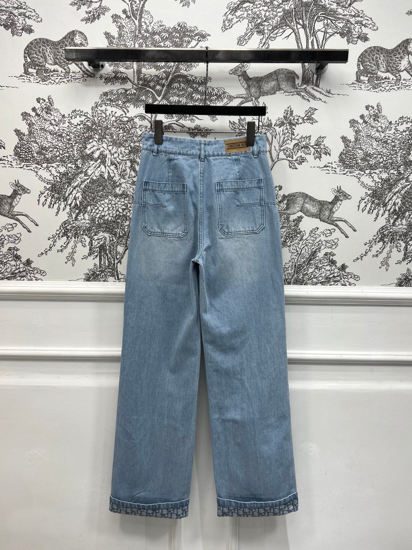 STRAIGHT LEG JEANS DENIM JACQUARD DUSTY BLUE 266732