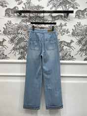 STRAIGHT LEG JEANS DENIM JACQUARD DUSTY BLUE 266732