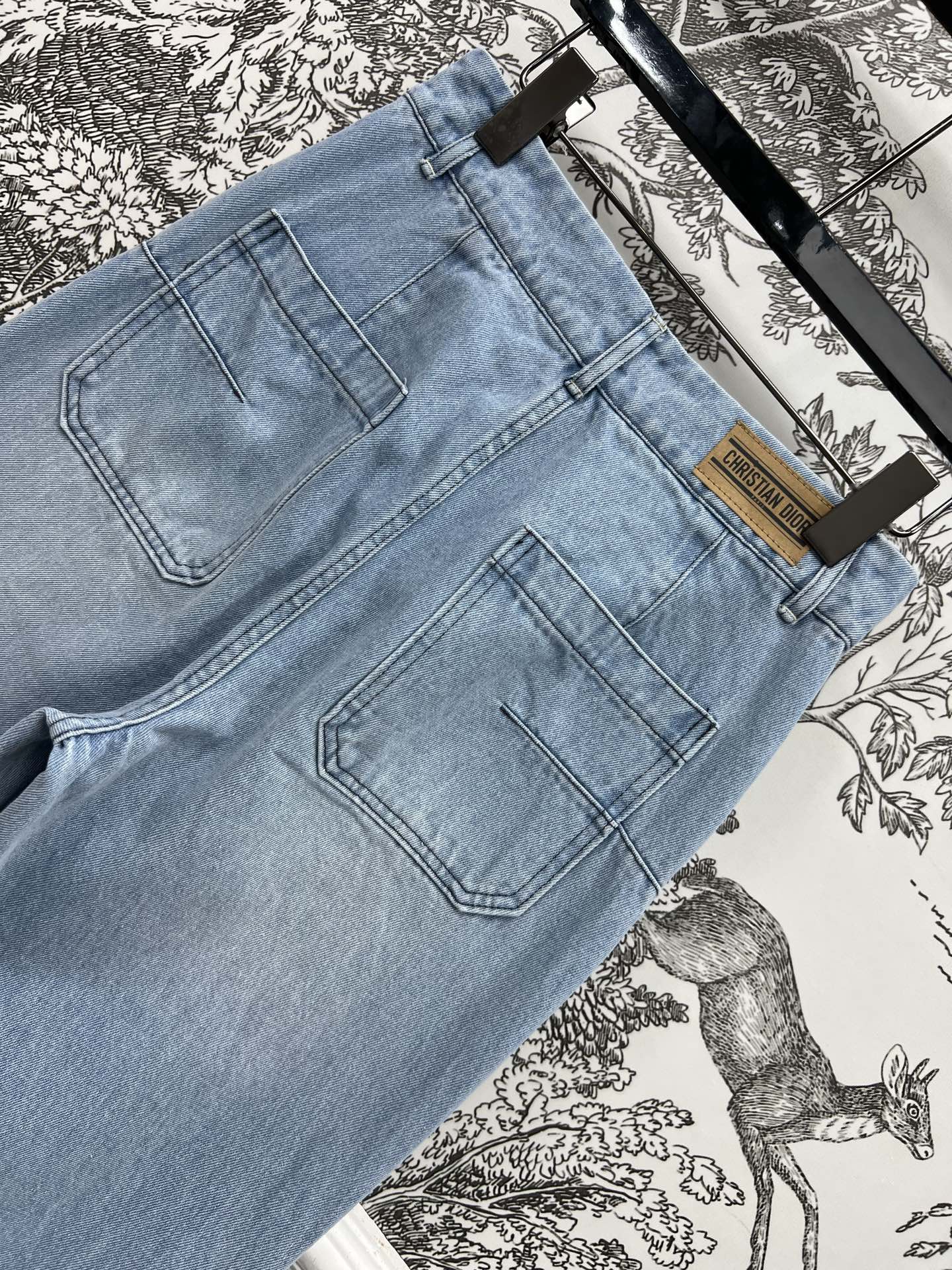 STRAIGHT LEG JEANS DENIM JACQUARD DUSTY BLUE 266732
