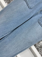 STRAIGHT LEG JEANS DENIM JACQUARD DUSTY BLUE 266732