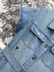 JEAN DRESS WITH FLUTTER SLEEVES DENIM JACQUARD DUSTY BLUE 266734