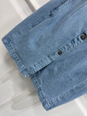 JEAN DRESS WITH FLUTTER SLEEVES DENIM JACQUARD DUSTY BLUE 266734