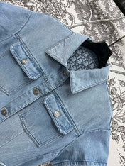 JEAN DRESS WITH FLUTTER SLEEVES DENIM JACQUARD DUSTY BLUE 266734