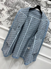 JEAN DRESS WITH FLUTTER SLEEVES DENIM JACQUARD DUSTY BLUE 266734