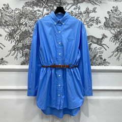 MIUMIU LONG SLEEVE SHIRT DRESS WITH COLLAR AND WAIST TIE 268852