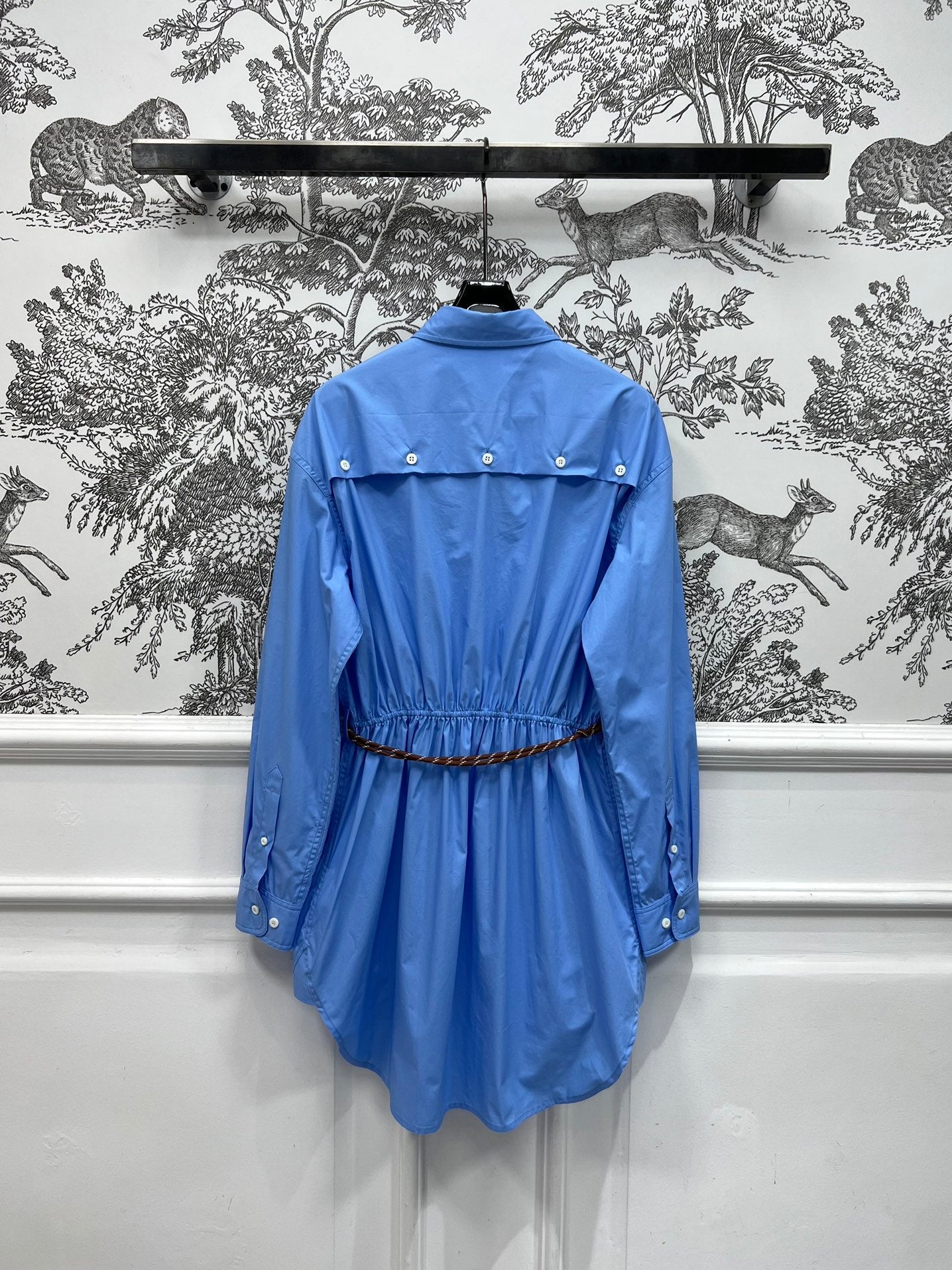 MIUMIU LONG SLEEVE SHIRT DRESS WITH COLLAR AND WAIST TIE 268852