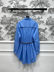 MIUMIU LONG SLEEVE SHIRT DRESS WITH COLLAR AND WAIST TIE 268852