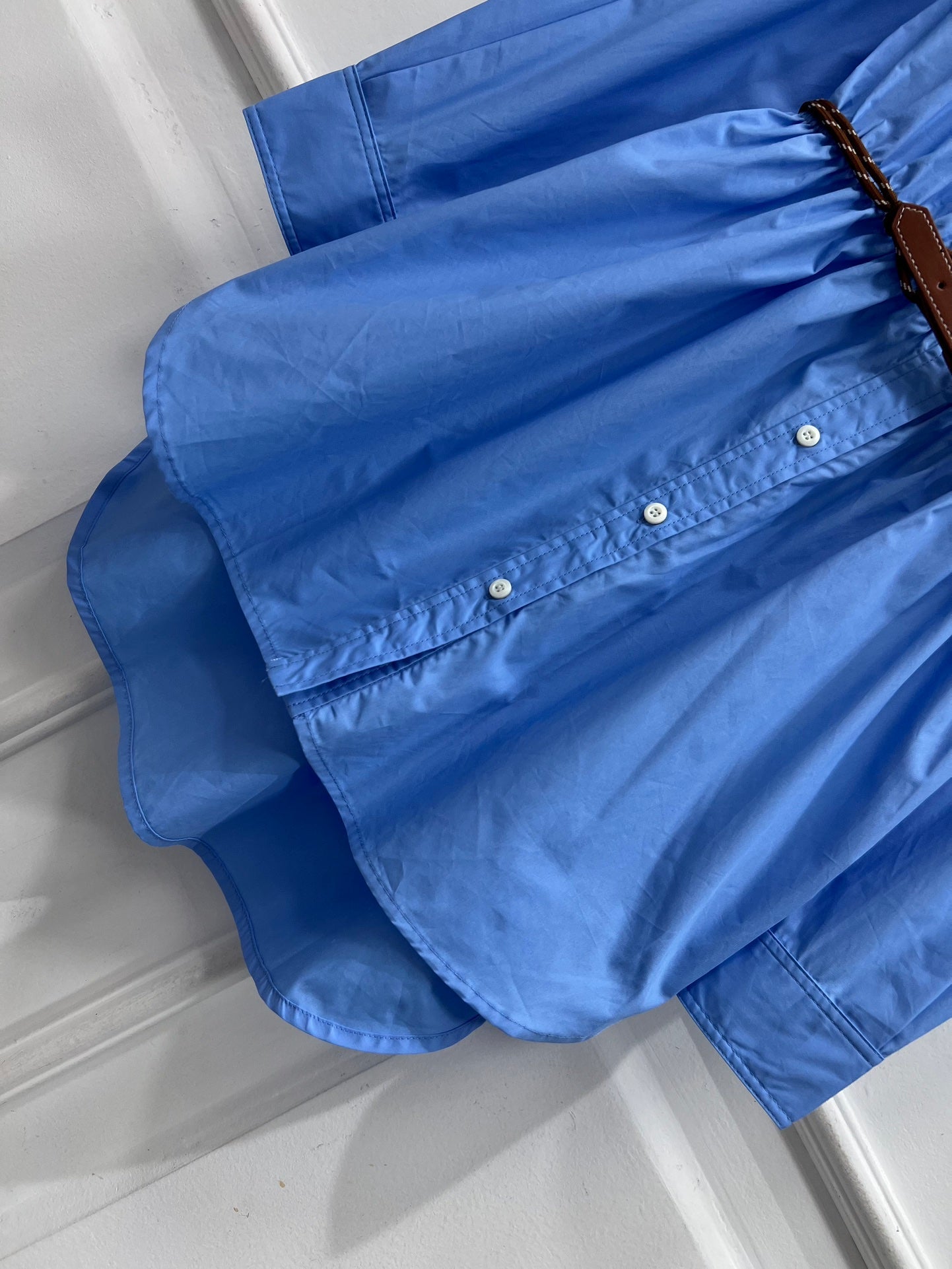 MIUMIU LONG SLEEVE SHIRT DRESS WITH COLLAR AND WAIST TIE 268852