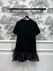 LOEWE SHORT SLEEVE CREW NECK ORGANZA DRESS 268755