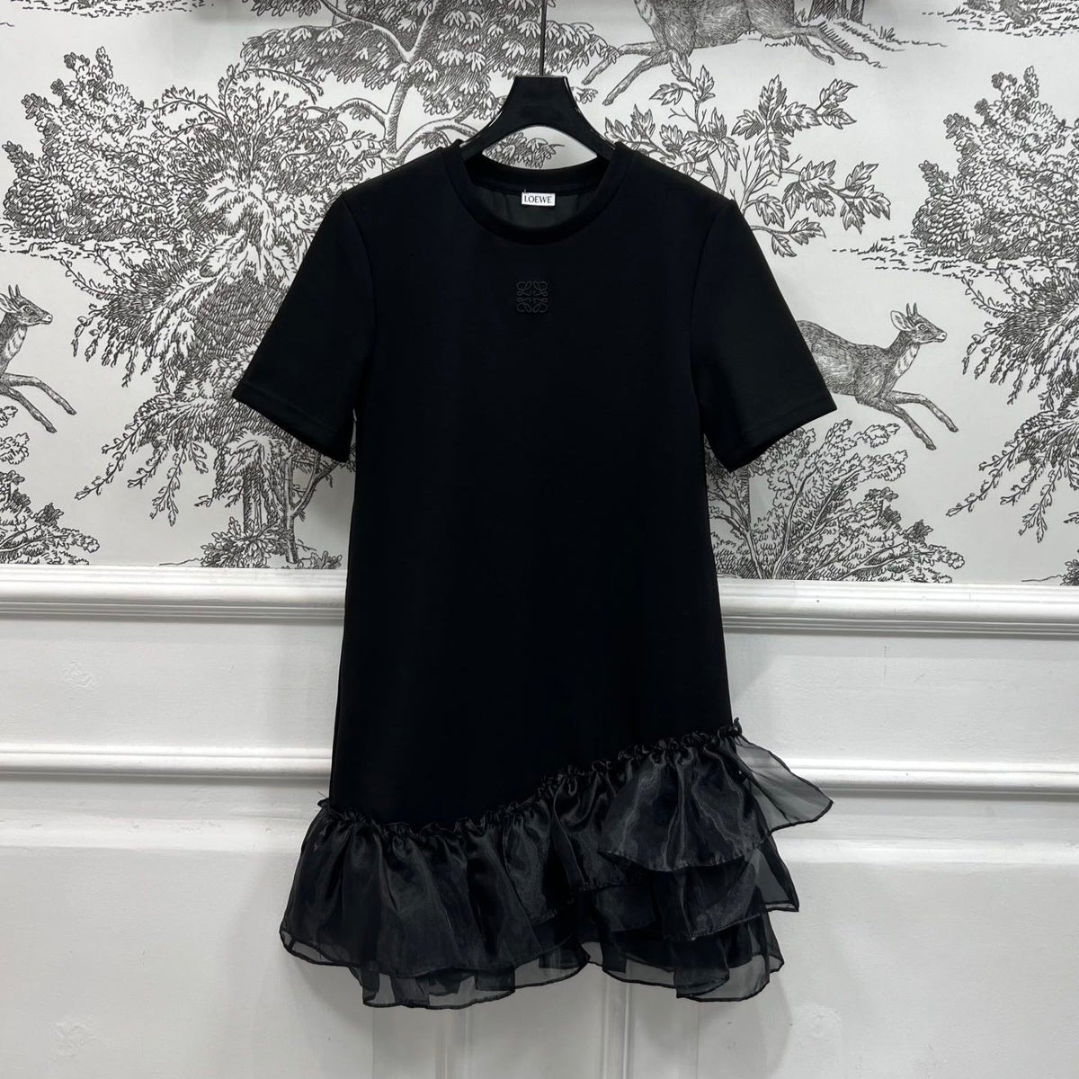 LOEWE SHORT SLEEVE CREW NECK ORGANZA DRESS 268755