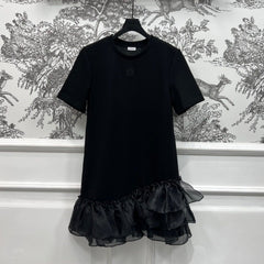 LOEWE SHORT SLEEVE CREW NECK ORGANZA DRESS 268755