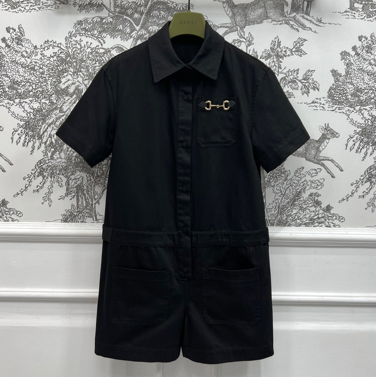 GUCCI SHORT SLEEVE NOTCHED COLLAR ROMPER 268515