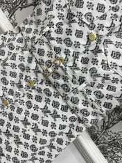 LV JACQUARD PATTERN ROUND NECK DENIM DRESS 274622