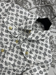 LV JACQUARD PATTERN ROUND NECK DENIM DRESS 274622