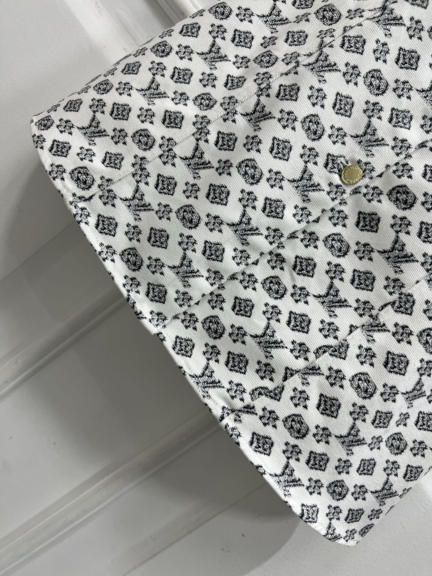 LV JACQUARD PATTERN ROUND NECK DENIM DRESS 274622