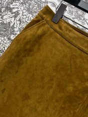 MIU MAHOGANY DOWN GOATSKIN SUEDE SKIRT 274613