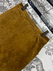 MIU MAHOGANY DOWN GOATSKIN SUEDE SKIRT 274613